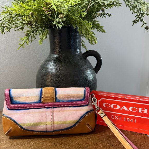 Coach SoHo Striped Wristlet